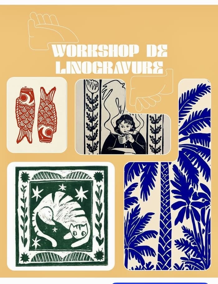 ATELIER DE LINOGRAVURE. Samedi 13.09.25 de 10 à 12h30. Villa Freundler, place St François 4 1205 GE 45.- Inscription lesmainslibres.ateliers@gmail.com