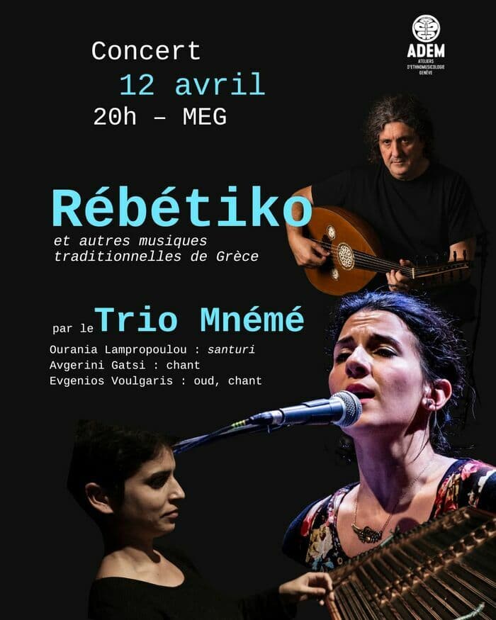 Concert 12 avril au MEG - RÉBÉTIKO et autres musiques traditionnelles de Grèce