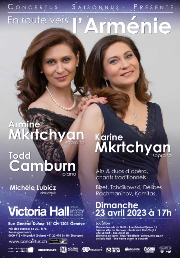 En route vers l’Arménie; Karine Mkrtchyan, soprano, et Armine Mkrtchyan, soprano; Todd Camburn, piano; Michèle Lubicz, doudouk