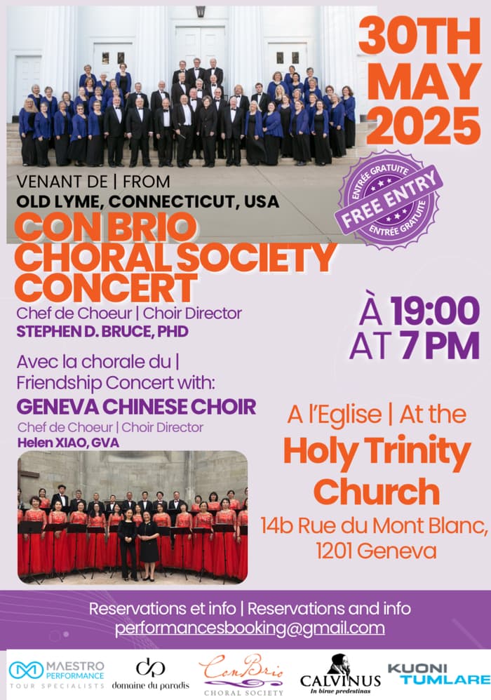 CONCERT GRATUIT DE CON BRIO SOCIETY & LE CHOEUR MIXTE CHINOIS DE GENEVE