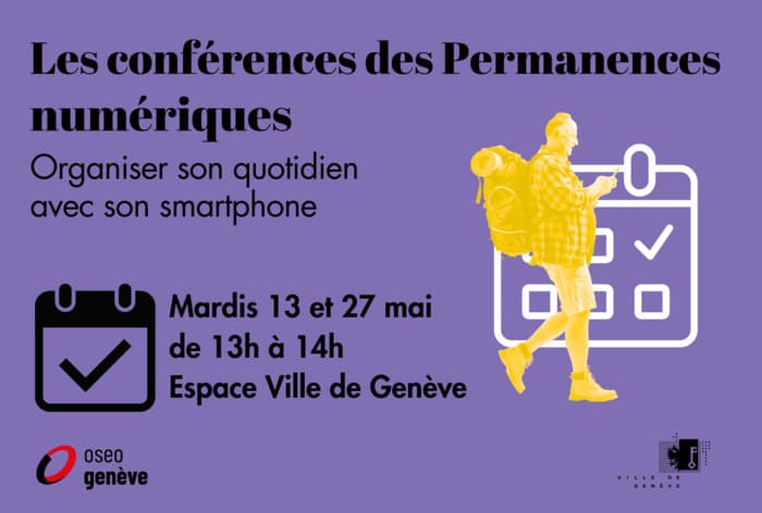 Conférence "Organiser son quotidien sur son smartphone: calendrier, notes et autres astuces" - Permanence numérique Rive gauche