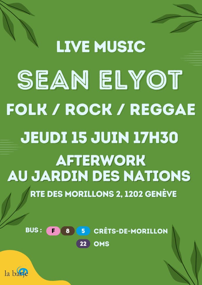 AFTERWORK & LIVE MUSIC SEAN ELYOT // FOLK / ROCK / REGGAE