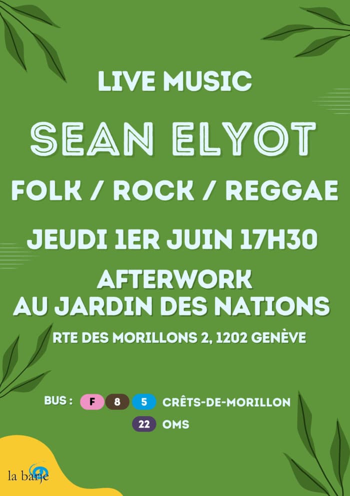 AFTERWORK & LIVE MUSIC SEAN ELYOT // FOLK / ROCK / REGGAE