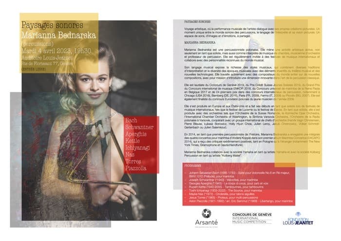 Paysages sonores: Mariane Bednarska, récital de percussion