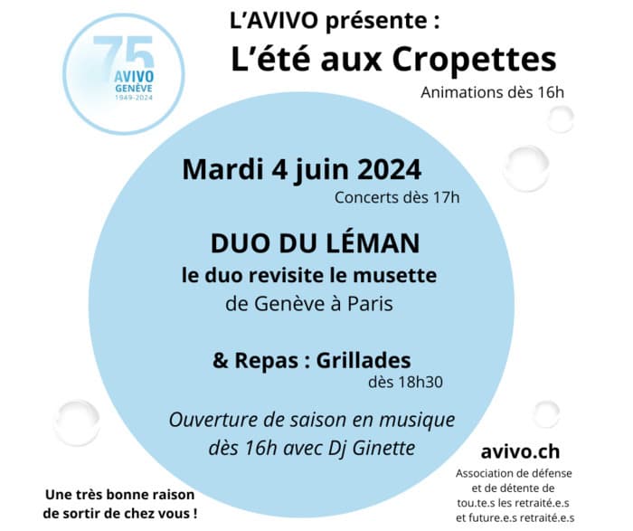 Un été aux Cropettes avec l'AVIVO - 4 juin