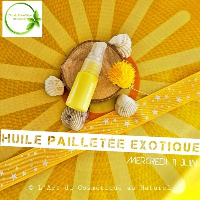 Atelier cosmétique pour enfant: fabrication Huile pailletée exotique