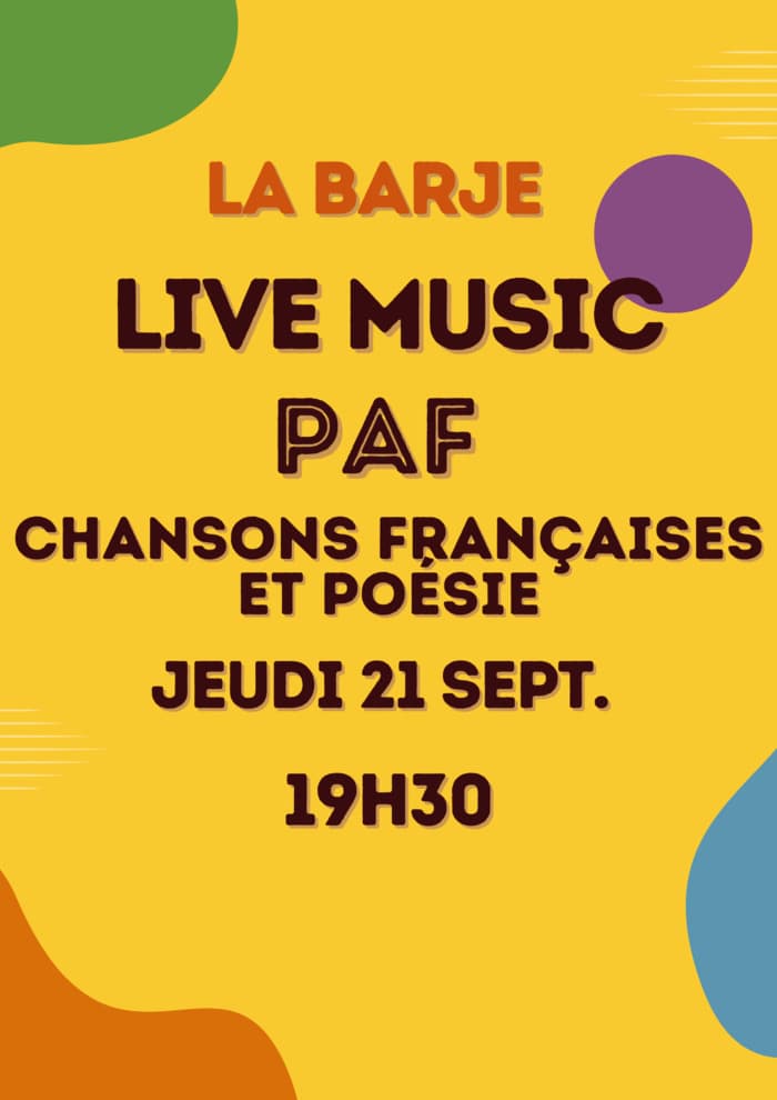 APÉRO & LIVE MUSIC PAF // MUSIQUE FRANÇAISE ET POÉSIE