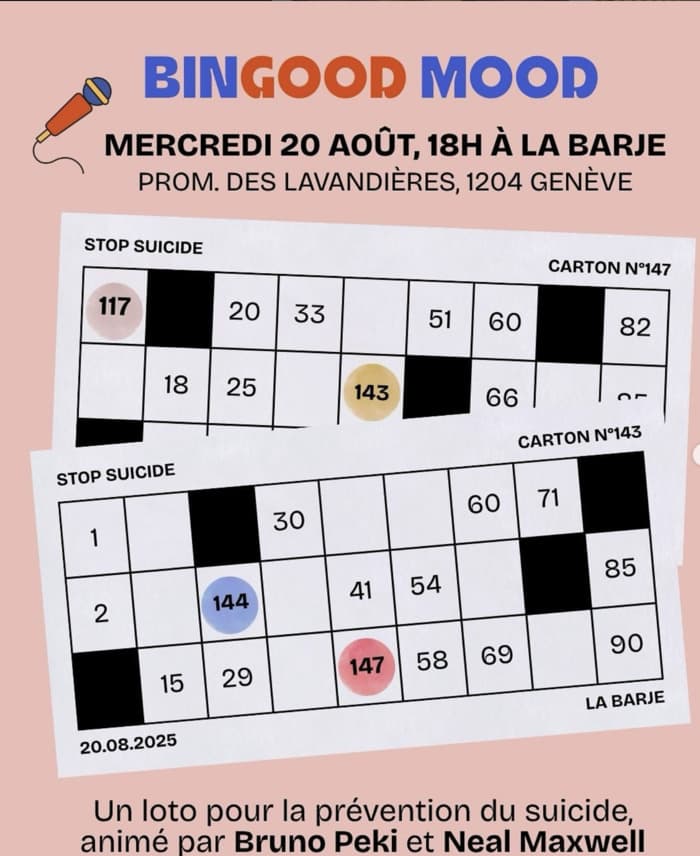 BingoodMood – Loto solidaire à La Barje avec STOP SUICIDE