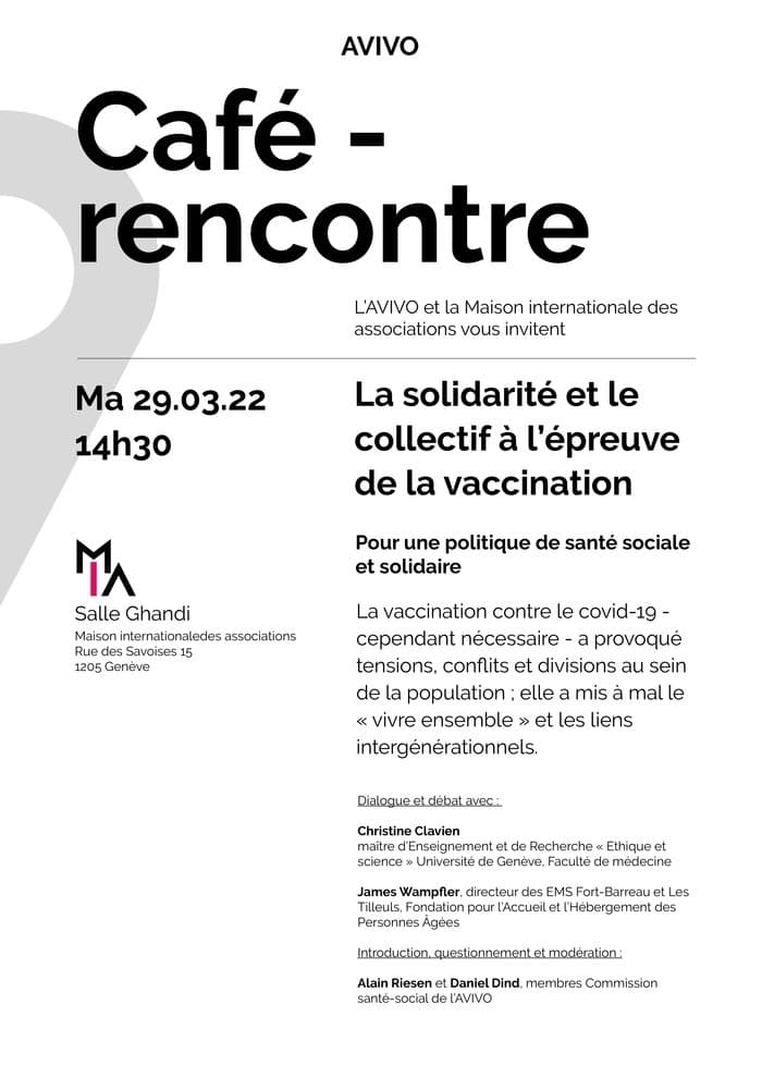 Café-Rencontre AVIVO-MIA « La solidarité et le collectif à l’épreuve de la vaccination »