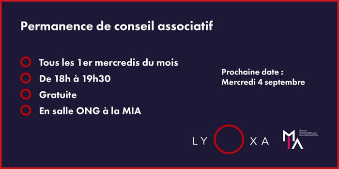 Permanence de conseil associatif à 18h. Atelier de création d’association 18h30, le 4 septembre