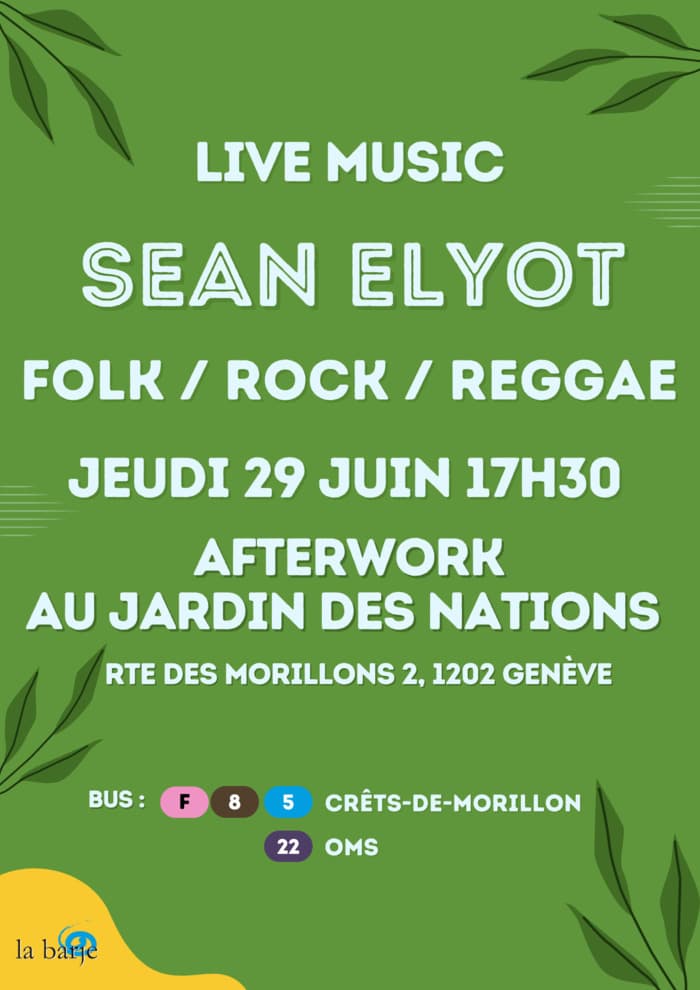 AFTERWORK & LIVE MUSIC SEAN ELYOT // FOLK / ROCK / REGGAE