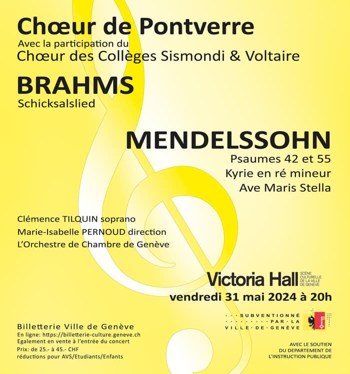 Chœur de Pontverre; Clémence Tilquin (soprano); L’Orchestre de Chambre de Genève, Marie-Isabelle Pernoud (direction)
