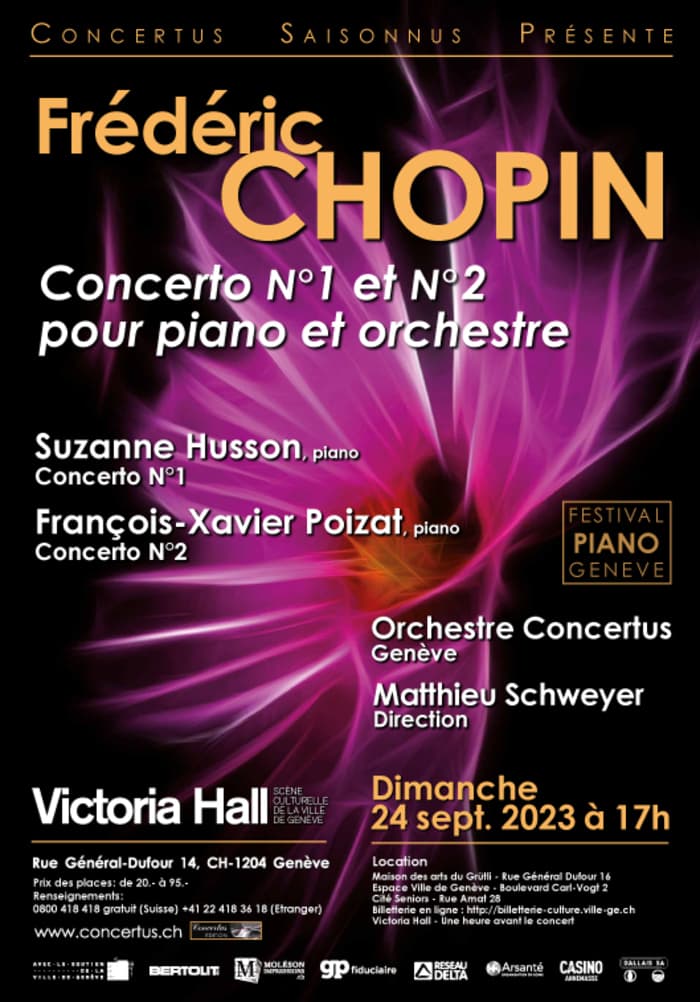 Orchestre Concertus de Genève; solistes piano: Suzanne Husson et François-Xavier Poizat