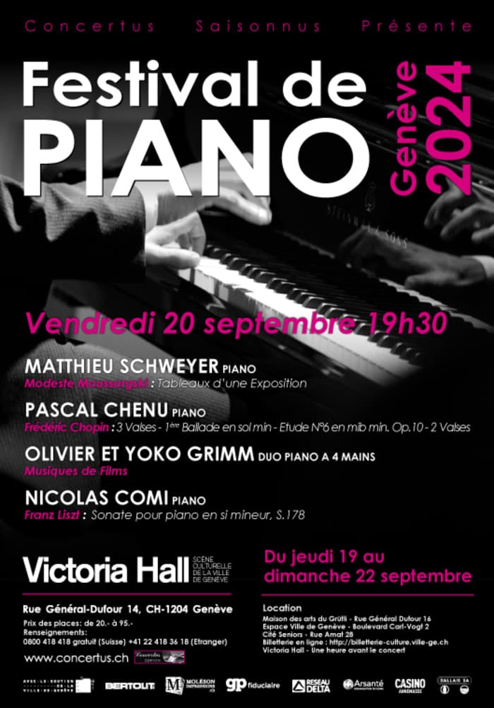 Festival de piano de Genève 2024; Matthieu Schweyer; Pascal Chenu; Olivier et Yoko Grimm; Nicolas Comi