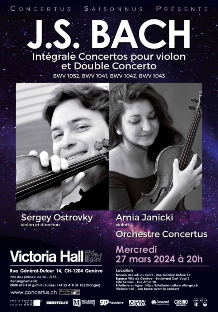 Sergey Ostrovsky, violon et direction, Amia Janicki, violon, et l’Orchestre Concertus