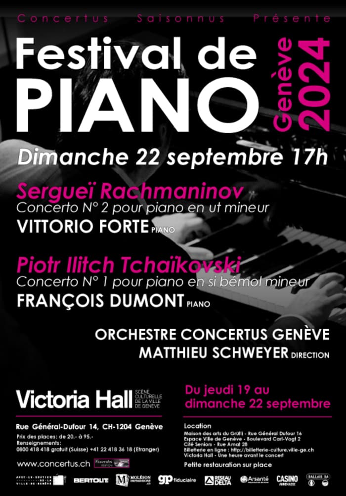 Festival de piano de Genève 2024; Orchestre Concertus Genève; Matthieu Schweyer, direction; Vittorio Forte, piano; François Dumont, piano