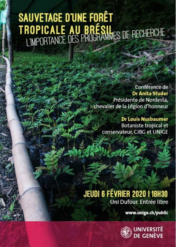 Conférence «Sauvetage d'une forêt au Brésil» le 6 février 2020