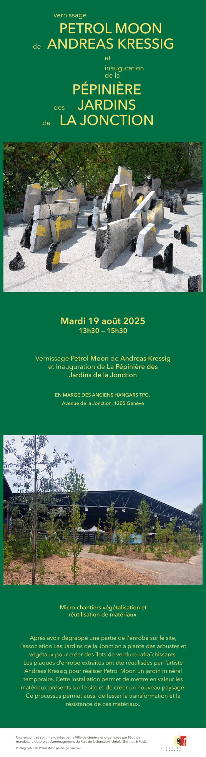 Vernissage Andreas Kressig & Pépinière des Jardins de la Jonction